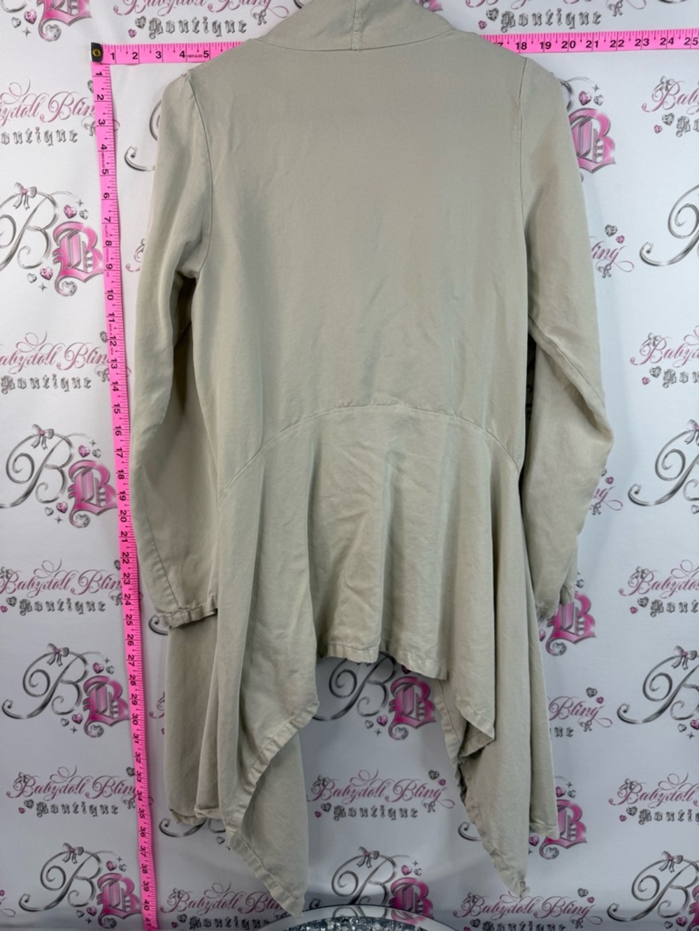 bryn Walker long sleeve cardigan Cream Ruffled Open-Front Draped Cardigan - Picture 10 of 15